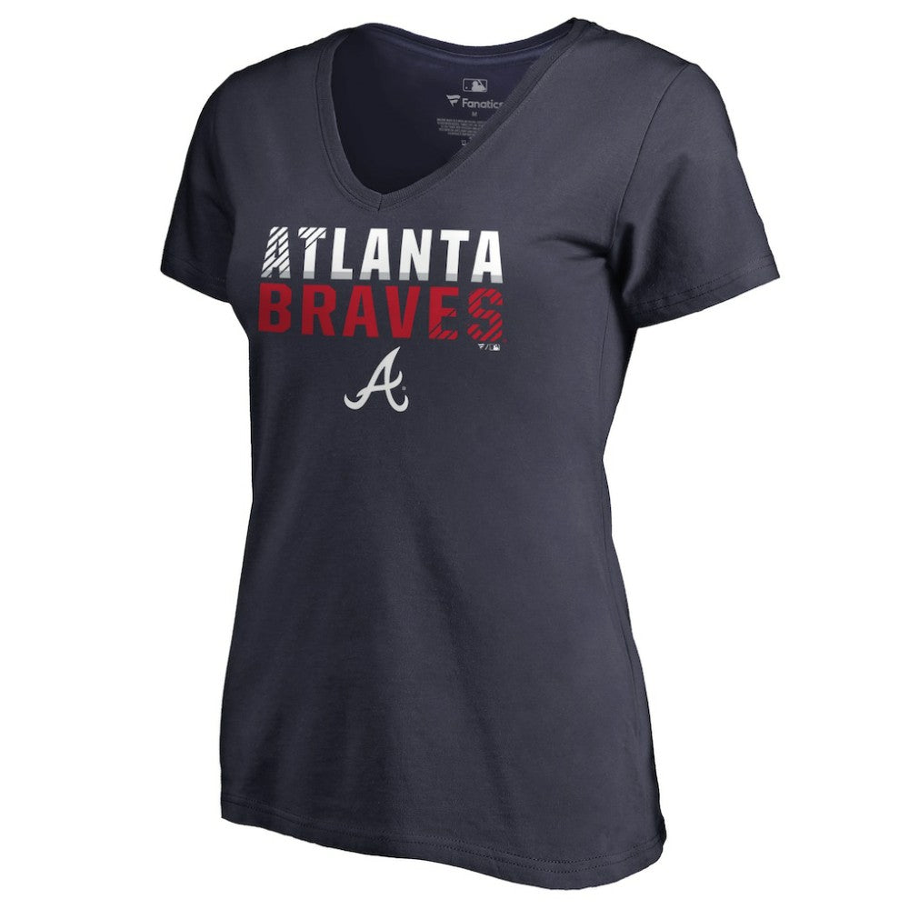 Atlanta Braves Women's Fade Out V-Neck T-Shirt - Navy - MLB Online