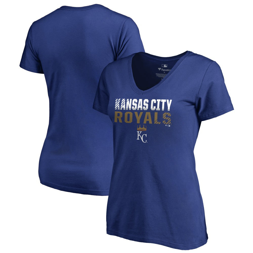 Kansas City Royals Women's Fade Out V-Neck T-Shirt - Royal - MLB Sale