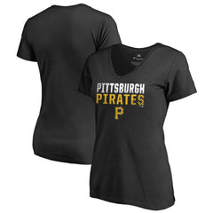 Pittsburgh Pirates Women's Fade Out V-Neck T-Shirt - Black - MLB Discount