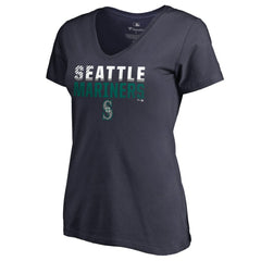 Seattle Mariners Women's Fade Out V-Neck T-Shirt - Navy - MLB on Sale