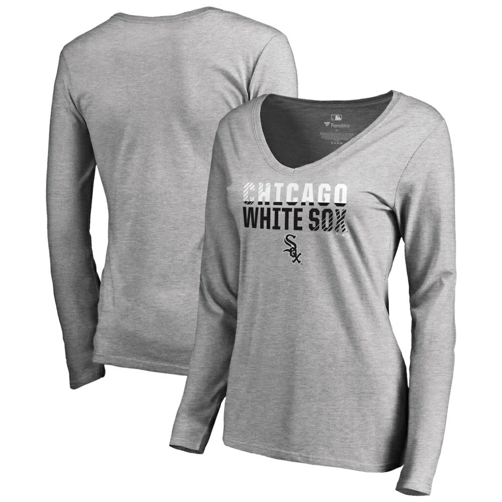 Chicago White Sox Women's Fade Out V-Neck Long Sleeve T-Shirt - Ash - MLB on Sale