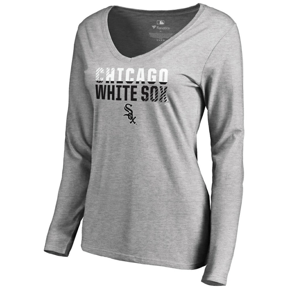 Chicago White Sox Women's Fade Out V-Neck Long Sleeve T-Shirt - Ash - MLB on Sale