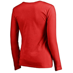 Texas Rangers Women's Fade Out V-Neck Long Sleeve T-Shirt - Red - MLB Discount