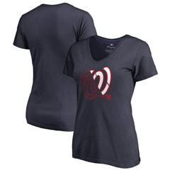 Washington Nationals Women's X-Ray V-Neck T-Shirt - Navy - MLB Discount