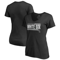Chicago White Sox Women's Onside Stripe V-Neck T-Shirt - Black - MLB Lifestyle