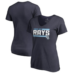Tampa Bay Rays Women's Onside Stripe V-Neck T-Shirt - Navy - MLB Lifestyle