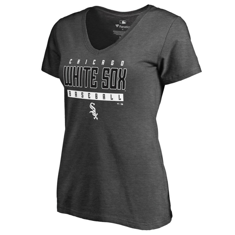 Chicago White Sox Women's Charcoal Stack V-Neck T-Shirt - Ash - MLB Sale