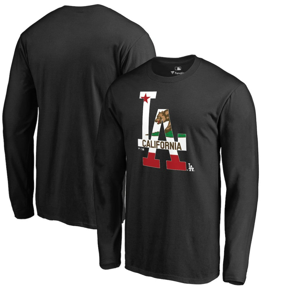 Los Angeles Dodgers Hometown Collection Cali Flag Long Sleeve T-Shirt - Black - MLB on Sale