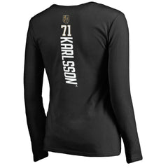 William Karlsson Vegas Golden Knights Women's Backer V-Neck Long Sleeve T-Shirt - Black - NHL 3043007