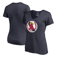 California Angels Women's Cooperstown Collection Vintage Forbes V-Neck T-Shirt - Navy - MLB Discount