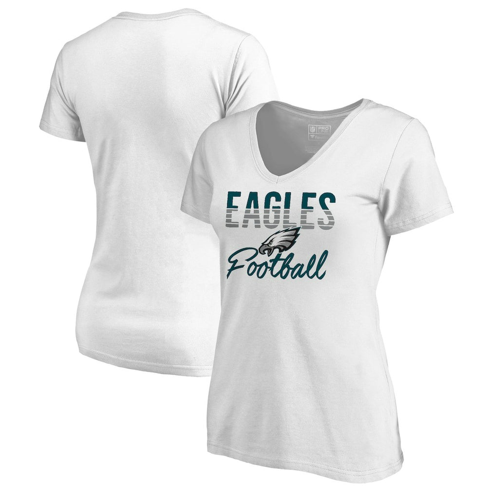 Philadelphia Eagles Women's Free Line V-Neck T-Shirt White