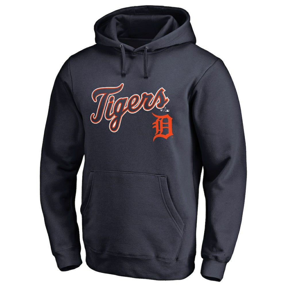 Detroit Tigers Team Lockup Fitted Pullover Hoodie - Navy - MLB Sale