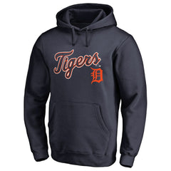 Detroit Tigers Team Lockup Fitted Pullover Hoodie - Navy - MLB Sale