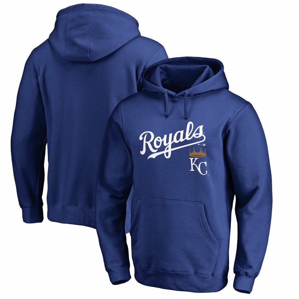Kansas City Royals Team Lockup Fitted Pullover Hoodie - Royal - MLB Lifestyle