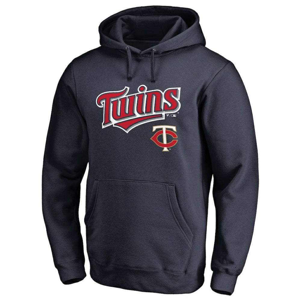 Minnesota Twins Team Lockup Fitted Pullover Hoodie - Navy - MLB Lifestyle