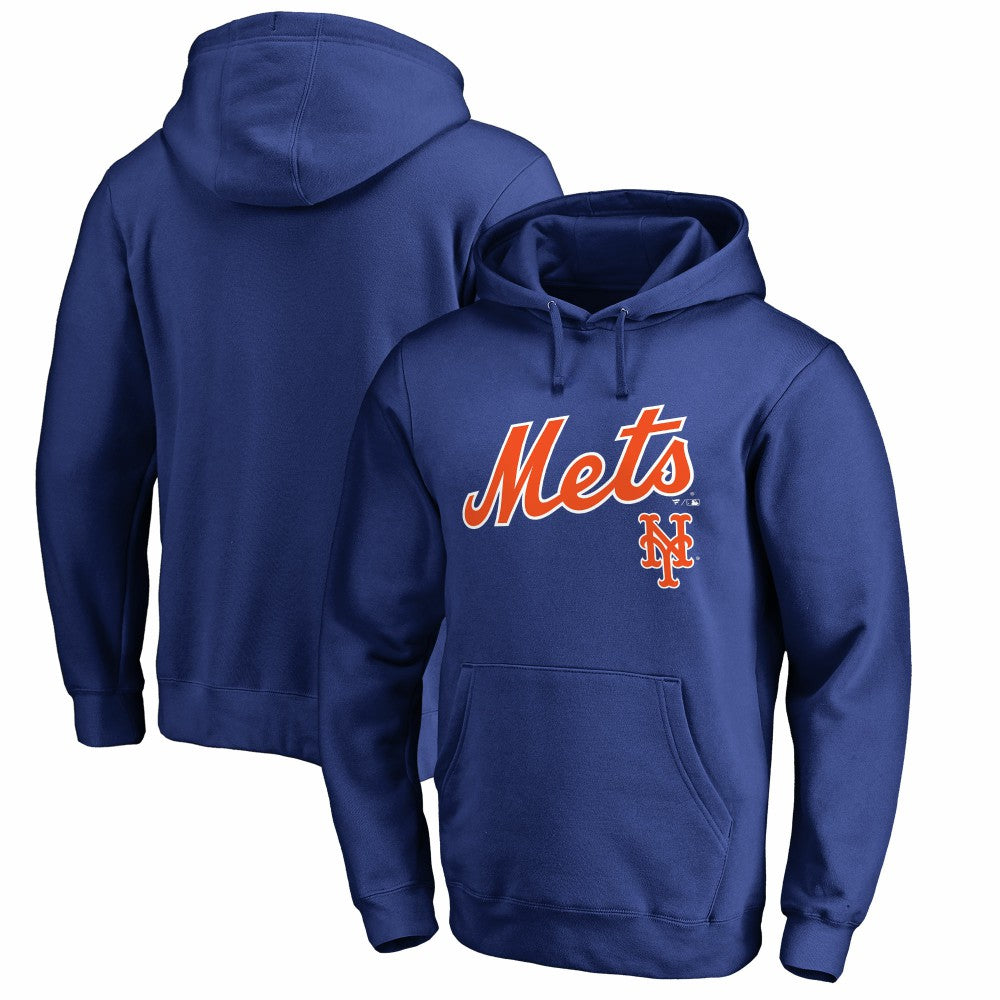New York Mets Team Lockup Fitted Pullover Hoodie - Royal - MLB on Sale