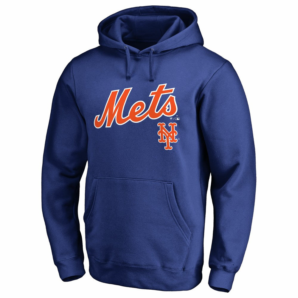 New York Mets Team Lockup Fitted Pullover Hoodie - Royal - MLB on Sale