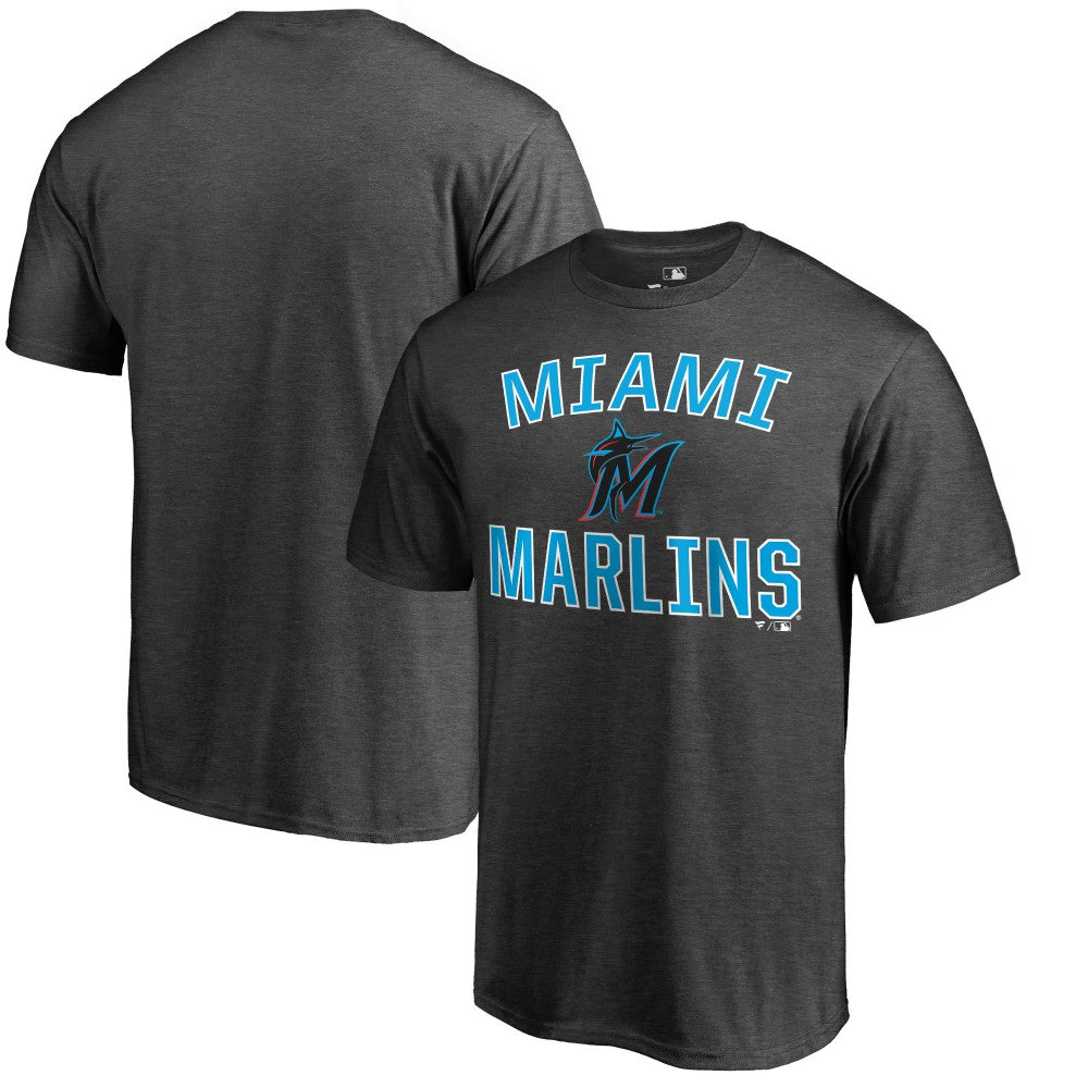 Miami Marlins Core Basics Victory Arch T-Shirt - Heathered Gray - MLB on Sale