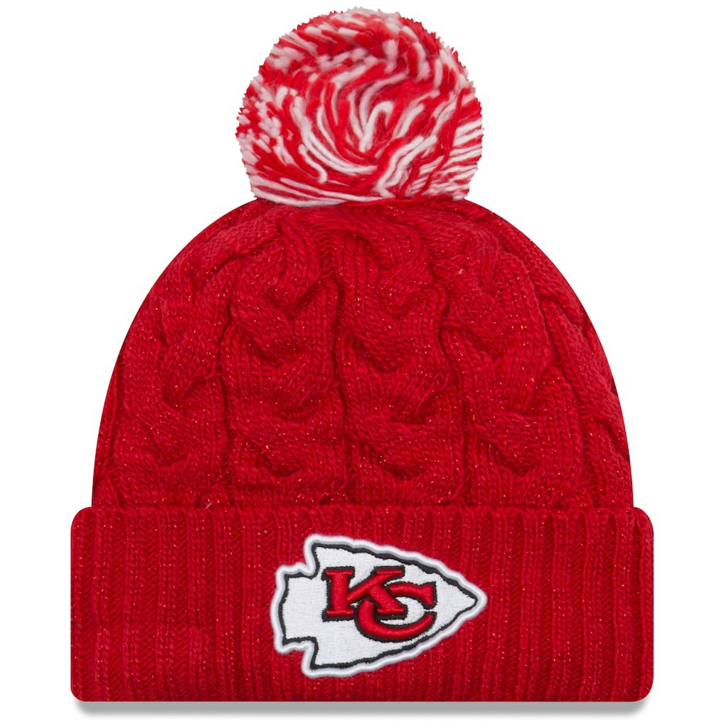 Kansas City Chiefs New Era Women's Cozy Cable Cuffed Knit Hat Red