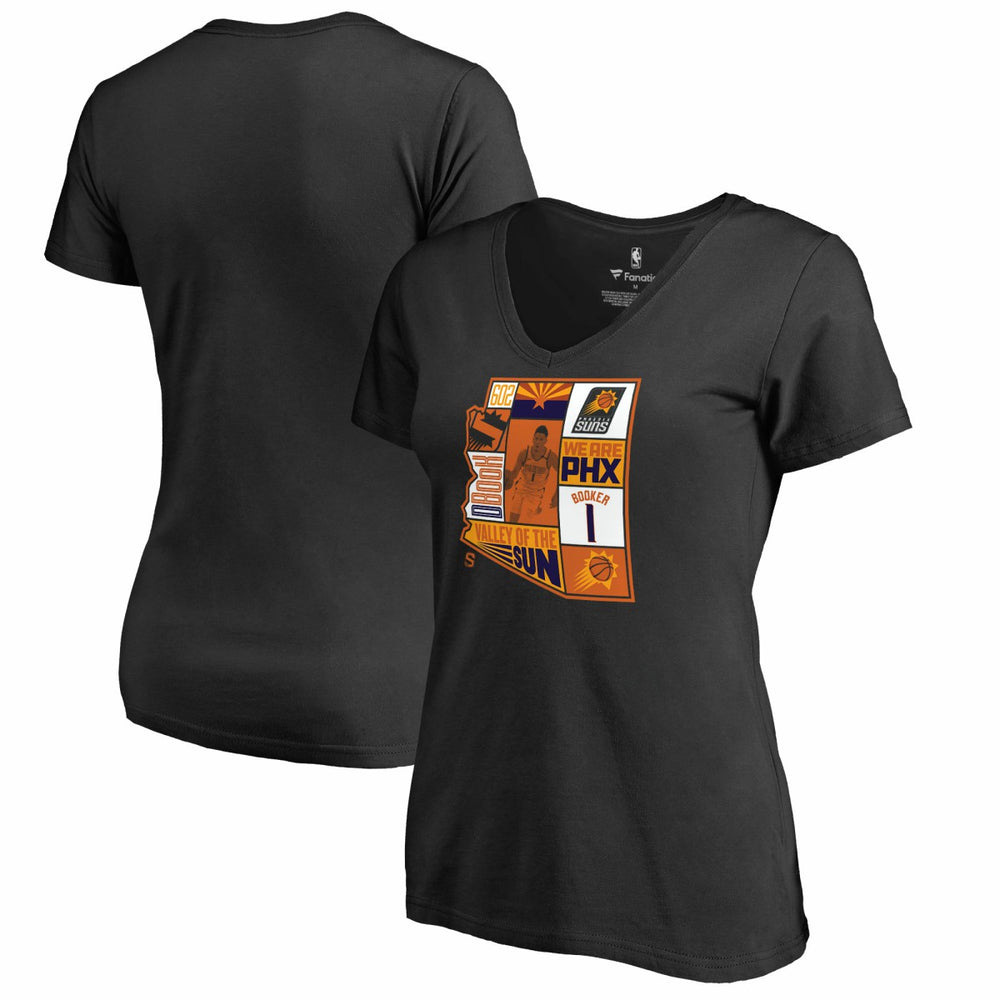 Devin Booker Phoenix Suns Women's Player State V-Neck T-Shirt Black