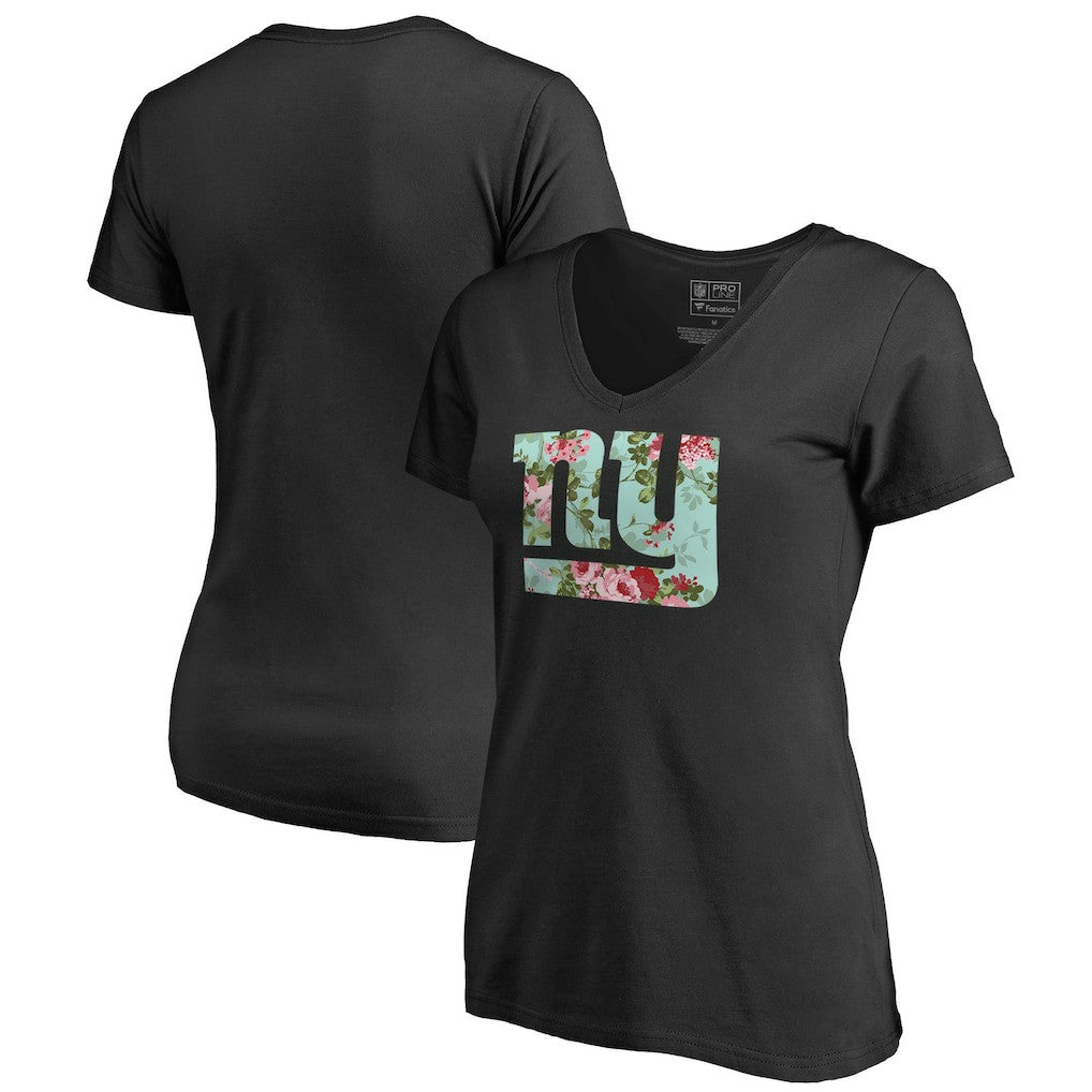 New York Giants Women's Lovely V-Neck T-Shirt Black