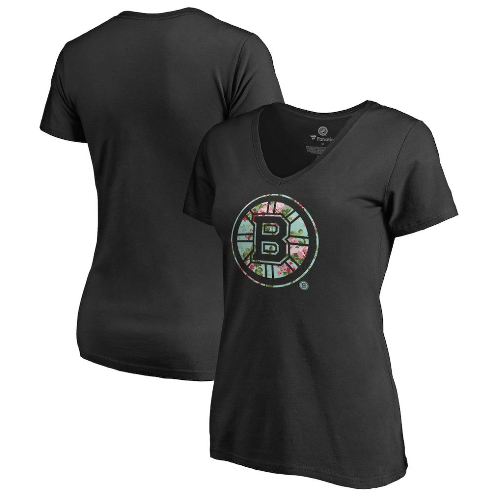 Boston Bruins Women's Lovely V-Neck T-Shirt - Black - NHL 3074438