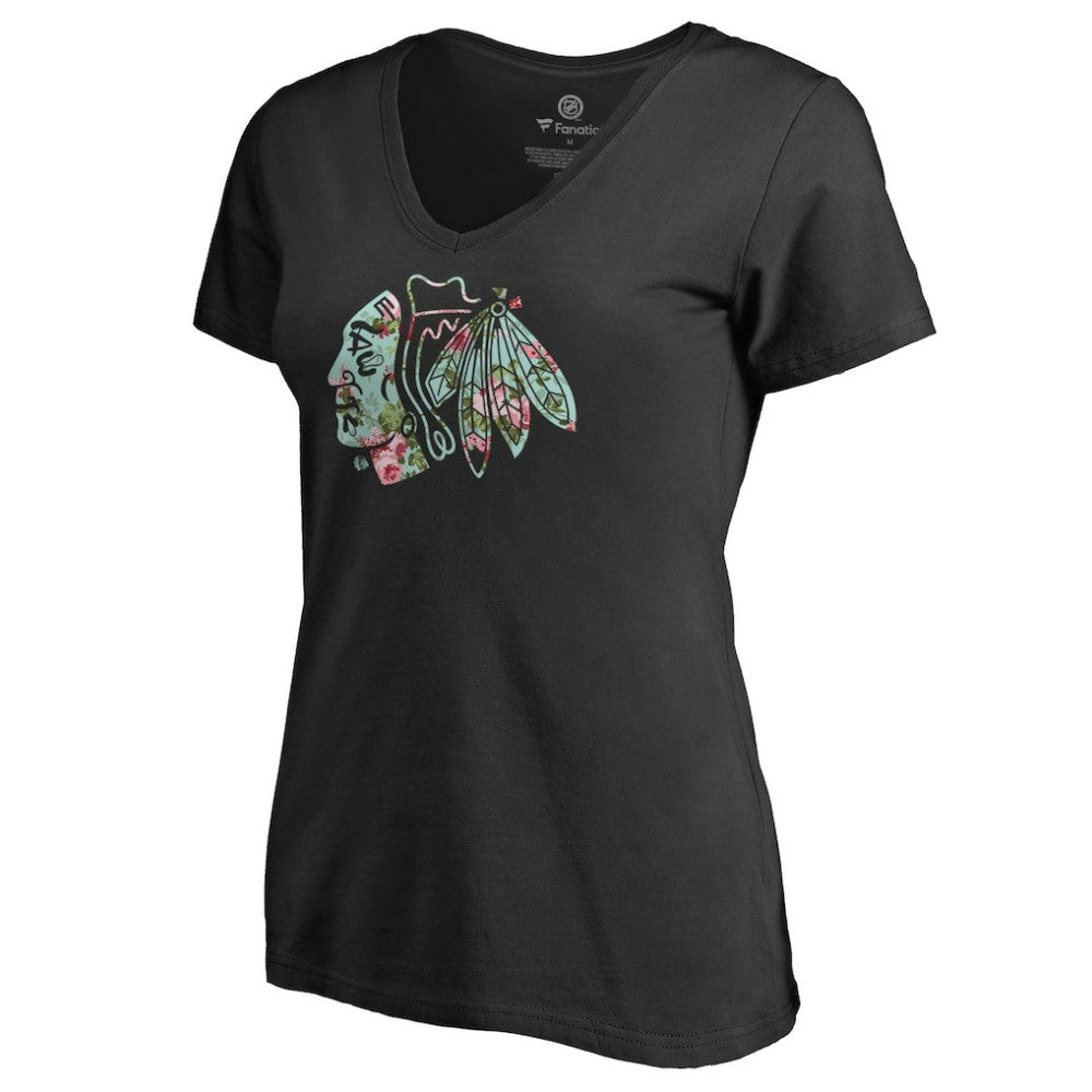 Chicago Blackhawks Women's Lovely V-Neck T-Shirt - Black - NHL 3074442