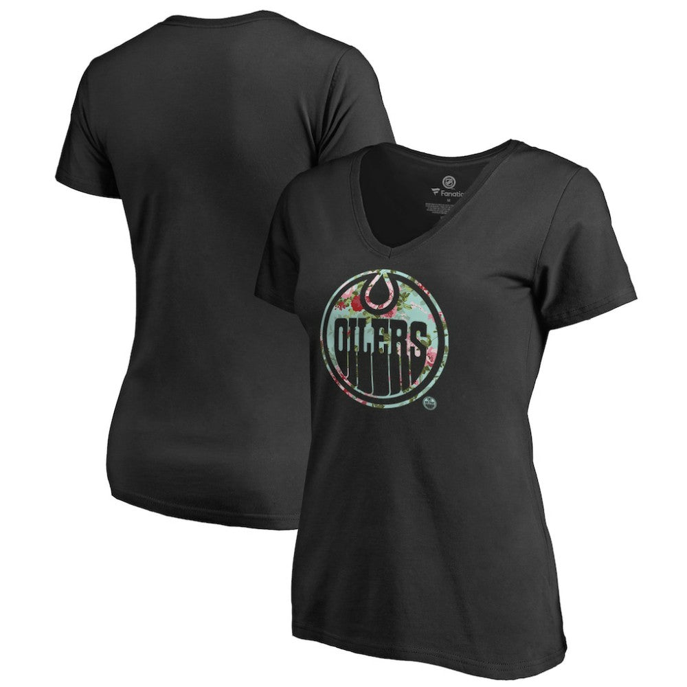 Edmonton Oilers Women's Lovely V-Neck T-Shirt - Black - NHL 3074448