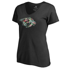 Nashville Predators Women's Lovely V-Neck T-Shirt - Black - NHL 3074453