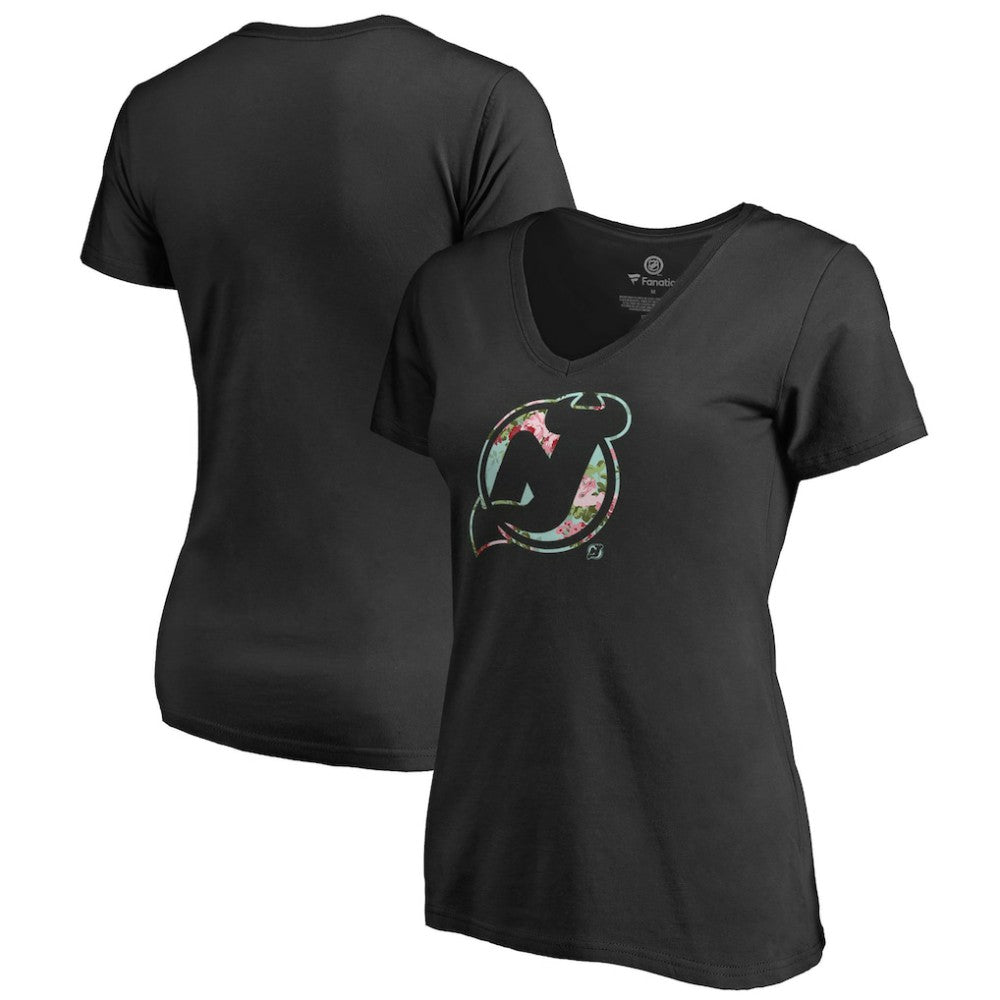 New Jersey Devils Women's Lovely V-Neck T-Shirt - Black - NHL 3074454