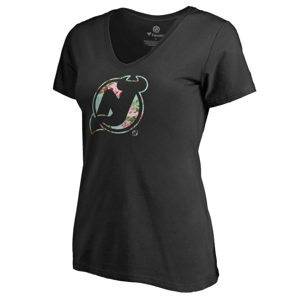 New Jersey Devils Women's Lovely V-Neck T-Shirt - Black - NHL 3074454