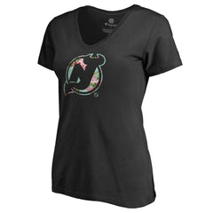 New Jersey Devils Women's Lovely V-Neck T-Shirt - Black - NHL 3074454
