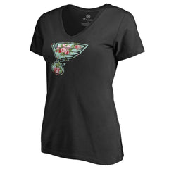 St. Louis Blues Women's Lovely V-Neck T-Shirt - Black - NHL 3074461