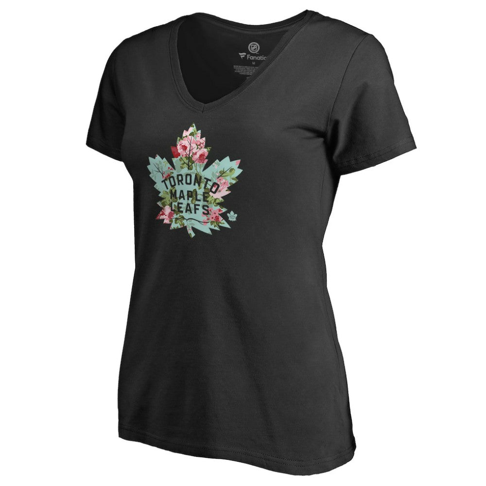 Toronto Maple Leafs Women's Lovely V-Neck T-Shirt - Black - NHL 3074463