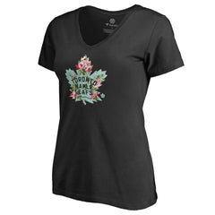 Toronto Maple Leafs Women's Lovely V-Neck T-Shirt - Black - NHL 3074463