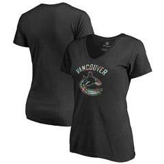 Vancouver Canucks Women's Lovely V-Neck T-Shirt - Black - NHL 3074464