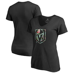 Vegas Golden Knights Women's Lovely V-Neck T-Shirt - Black - NHL 3074465