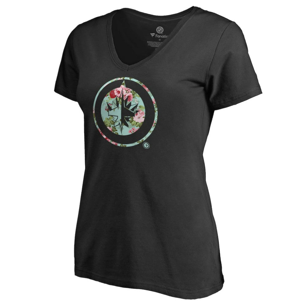 Winnipeg Jets Women's Lovely V-Neck T-Shirt - Black - NHL 3074467
