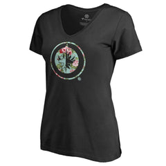 Winnipeg Jets Women's Lovely V-Neck T-Shirt - Black - NHL 3074467