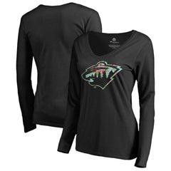 Minnesota Wild Women's Lovely Long Sleeve V-Neck T-Shirt - Black - NHL 3074482