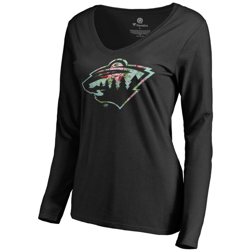 Minnesota Wild Women's Lovely Long Sleeve V-Neck T-Shirt - Black - NHL 3074482
