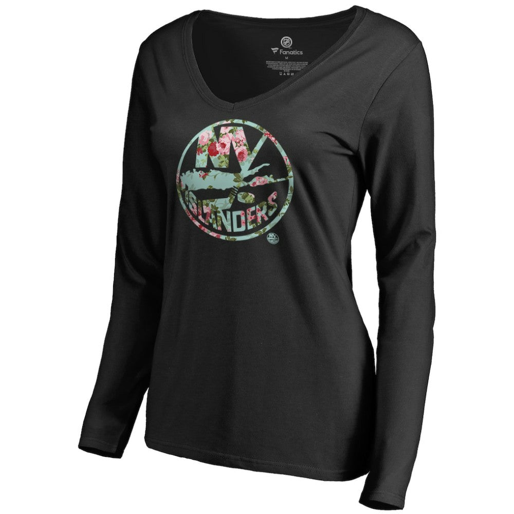 New York Islanders Women's Lovely Long Sleeve V-Neck T-Shirt - Black - NHL 3074486