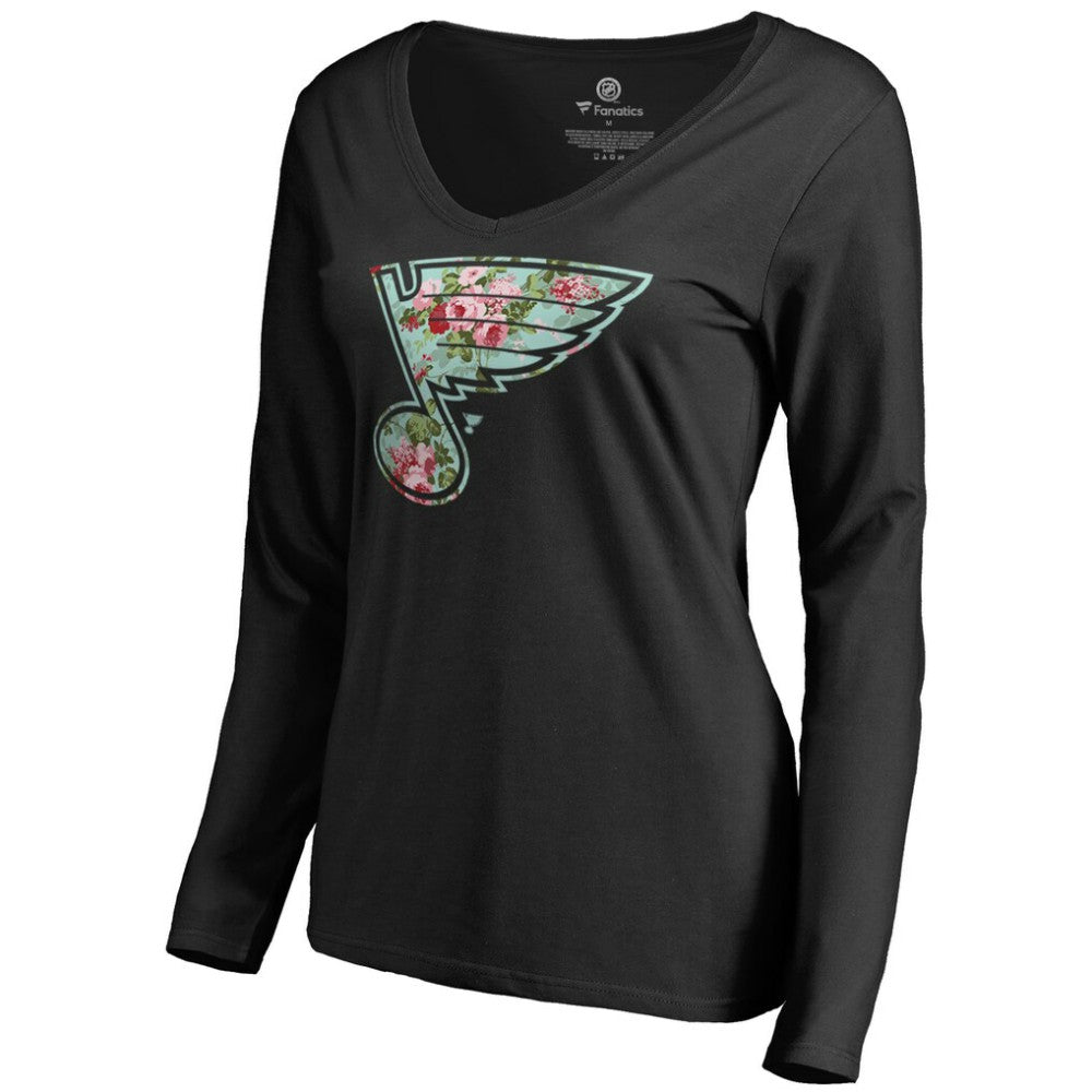 St. Louis Blues Women's Lovely Long Sleeve V-Neck T-Shirt - Black - NHL 3074492