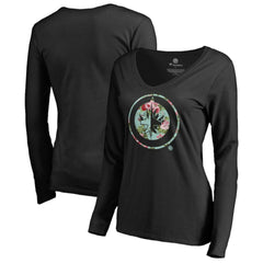 Winnipeg Jets Women's Lovely Long Sleeve V-Neck T-Shirt - Black - NHL 3074498