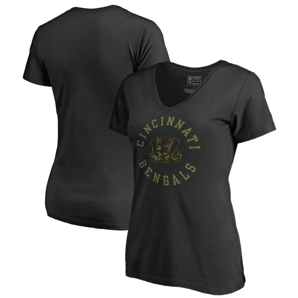Cincinnati Bengals Women's Camo Collection Liberty V-Neck T-Shirt Black