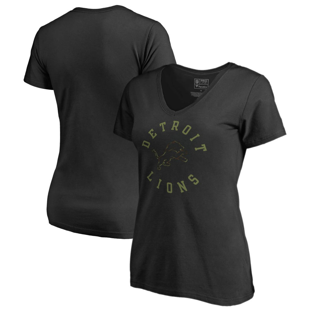 Detroit Lions Women's Camo Collection Liberty V-Neck T-Shirt Black