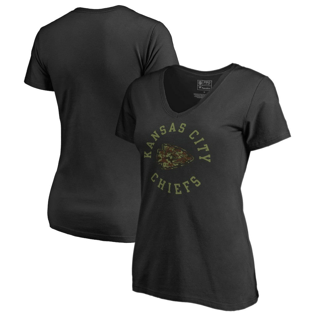 Kansas City Chiefs Women's Camo Collection Liberty V-Neck T-Shirt Black