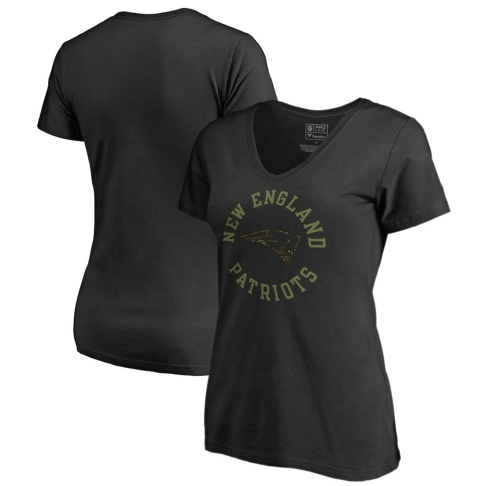 New England Patriots Women's Camo Collection Liberty V-Neck T-Shirt Black