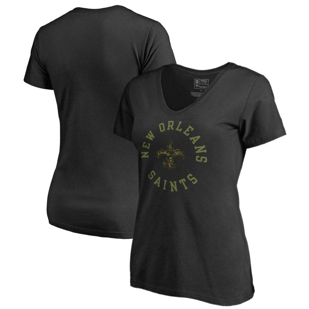 New Orleans Saints Women's Camo Collection Liberty V-Neck T-Shirt Black