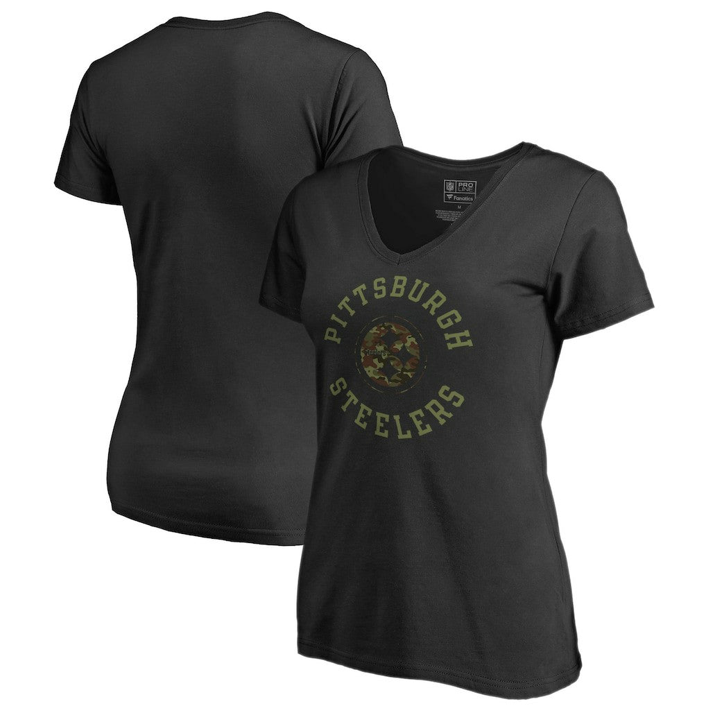 Pittsburgh Steelers Women's Camo Collection Liberty V-Neck T-Shirt Black